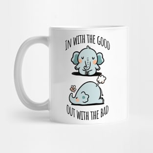 Cute Elephant Breathing Yoga In and Out Meditation design Mug